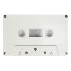 Blank compact cassette tape box design mockup view. Vintage