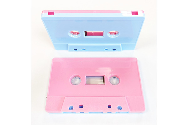 C30 baby pink and blue sandwich blank audio cassette tapes