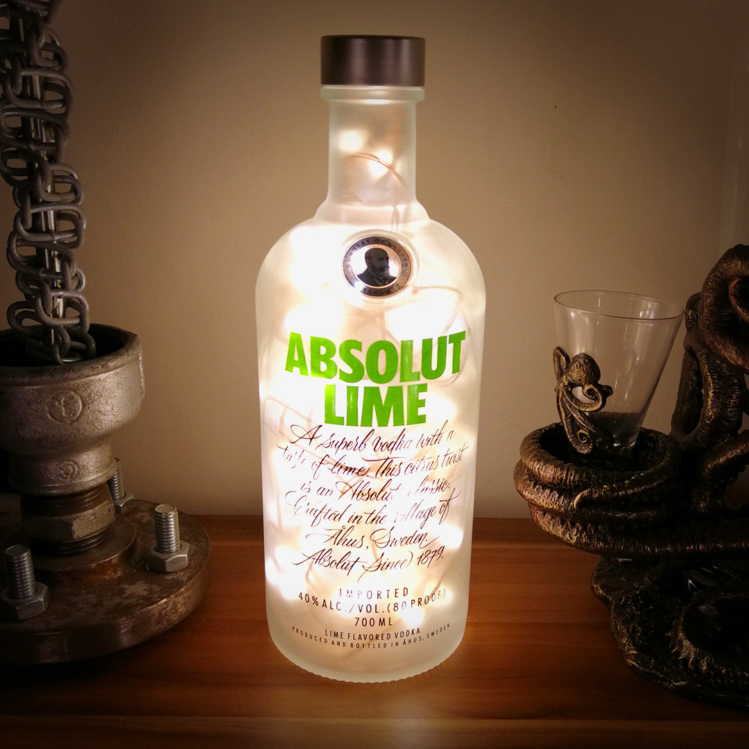 Fødested lække mikrobølgeovn Absolut Lime Vodka LED bottle light, 70cl - Retro Style Media