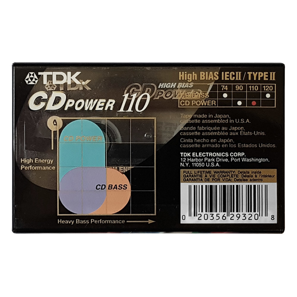 TDK CD Power 110 (2001) minute chrome blank audio cassette tapes