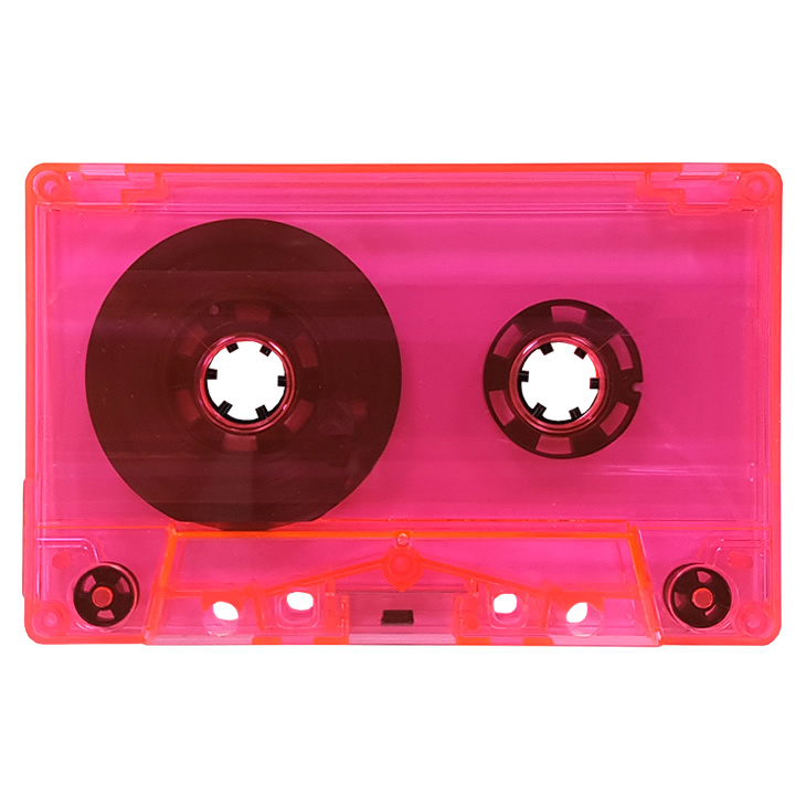 Transparent pink blank audio cassette tapes - Retro Style Media