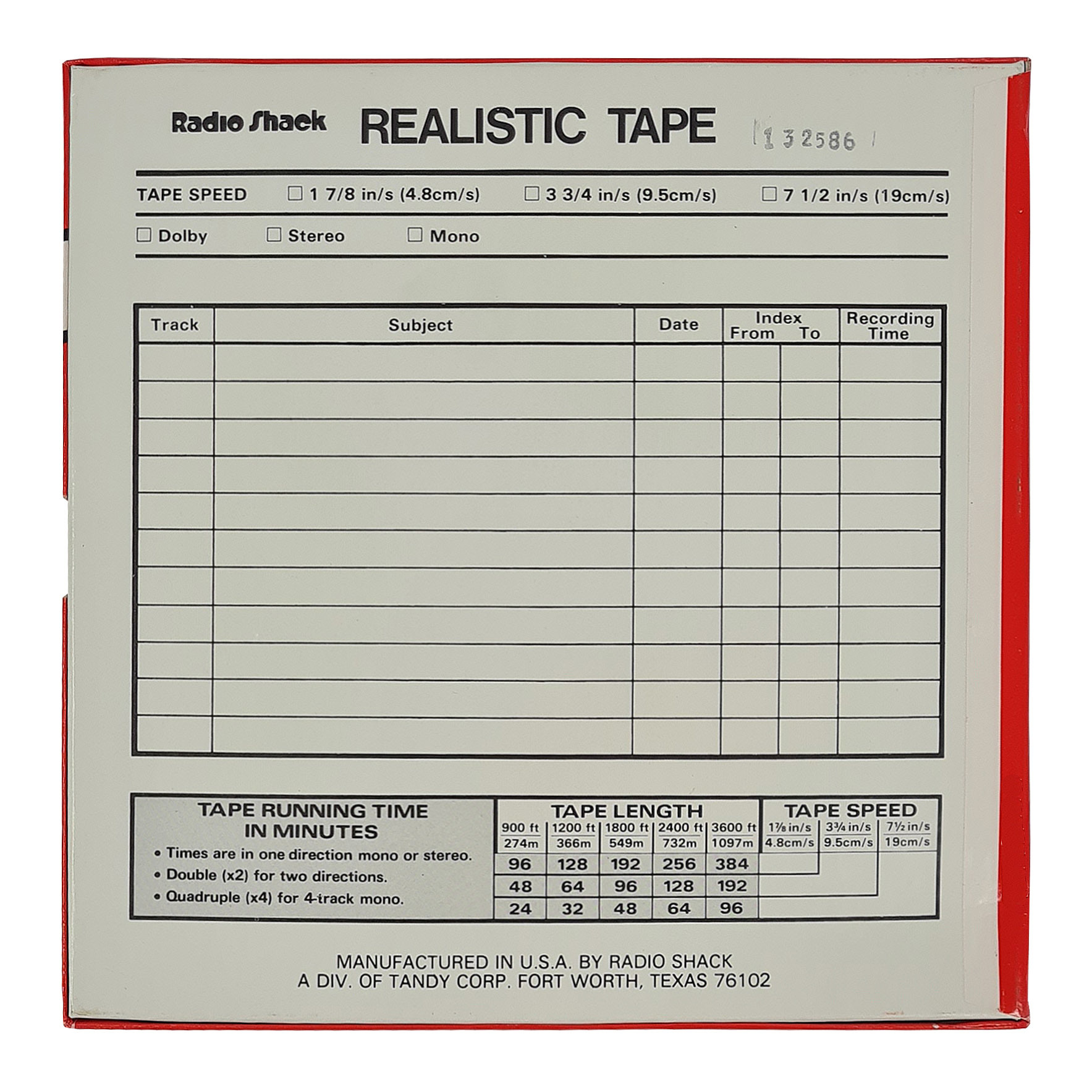 Radio Shack Realistic 7 inch spool reel to reel 1/4 audio tape